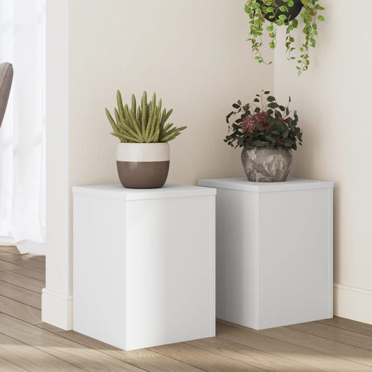 vidaXL Supports pour plantes 2 pcs blanc 25x25x35 cm bois d'ingénierie