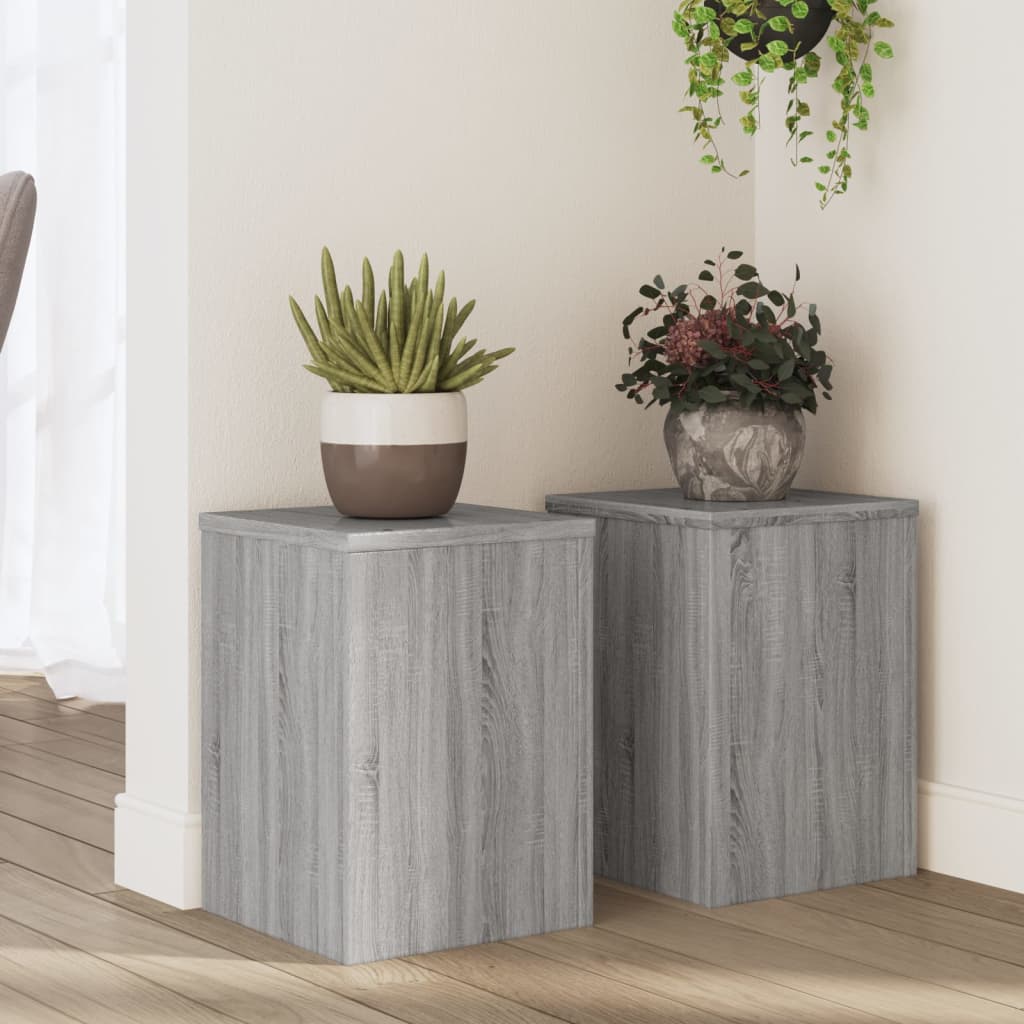 vidaXL Supports pour plantes 2 pcs sonoma gris bois d'ingénierie