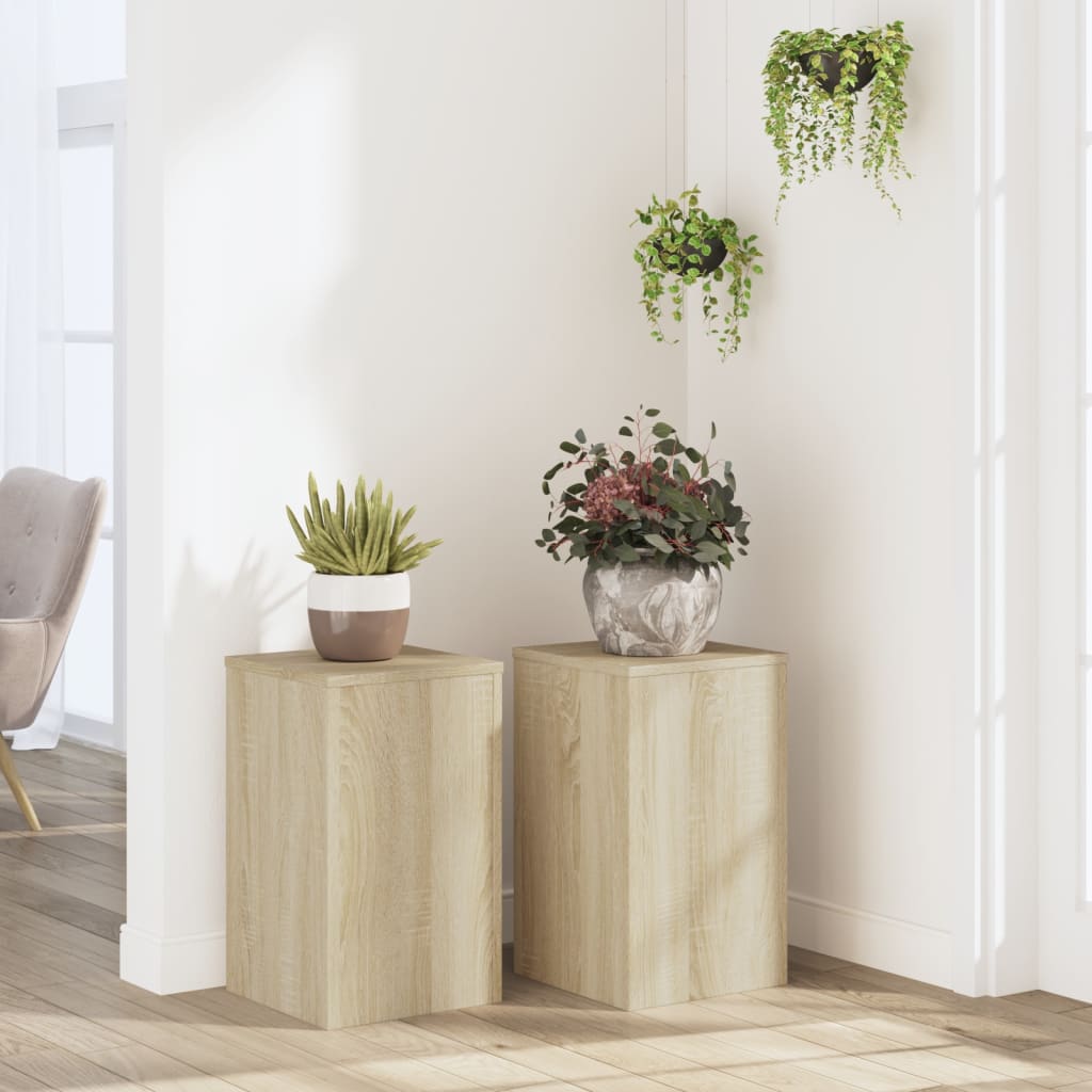 vidaXL Supports pour plantes 2 pcs chêne sonoma bois d'ingénierie