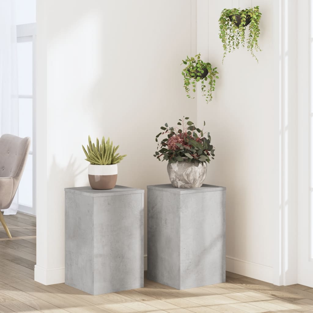 vidaXL Supports pour plantes 2 pcs gris béton bois d'ingénierie