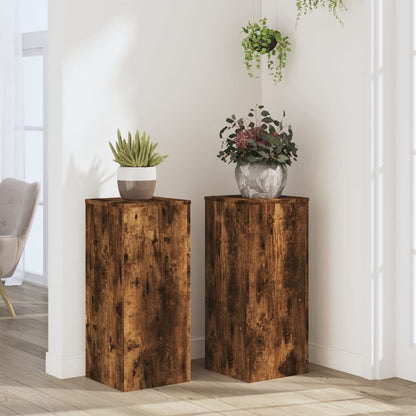 vidaXL Supports pour plantes 2 pcs chêne fumé bois d'ingénierie