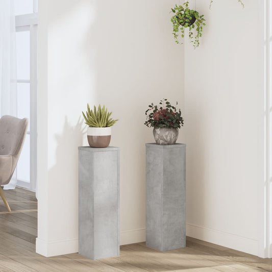 vidaXL Supports pour plantes 2 pcs gris béton bois d'ingénierie
