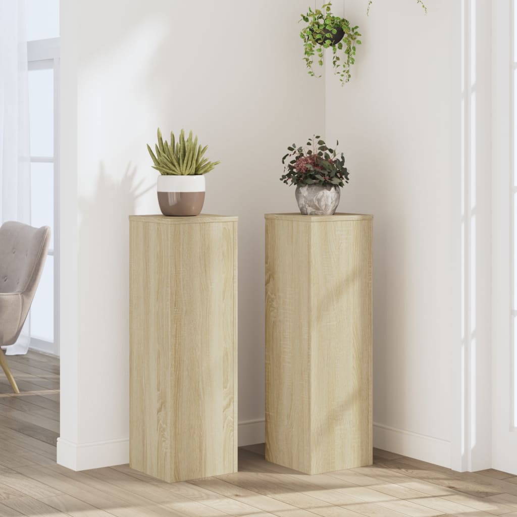 vidaXL Supports pour plantes 2 pcs chêne sonoma bois d'ingénierie