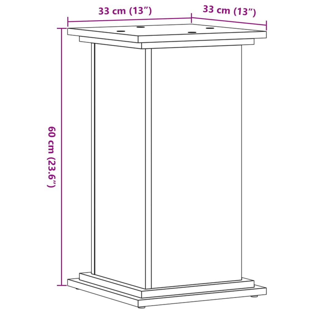 vidaXL Support pour plantes chêne sonoma 33x33x60 cm bois d'ingénierie