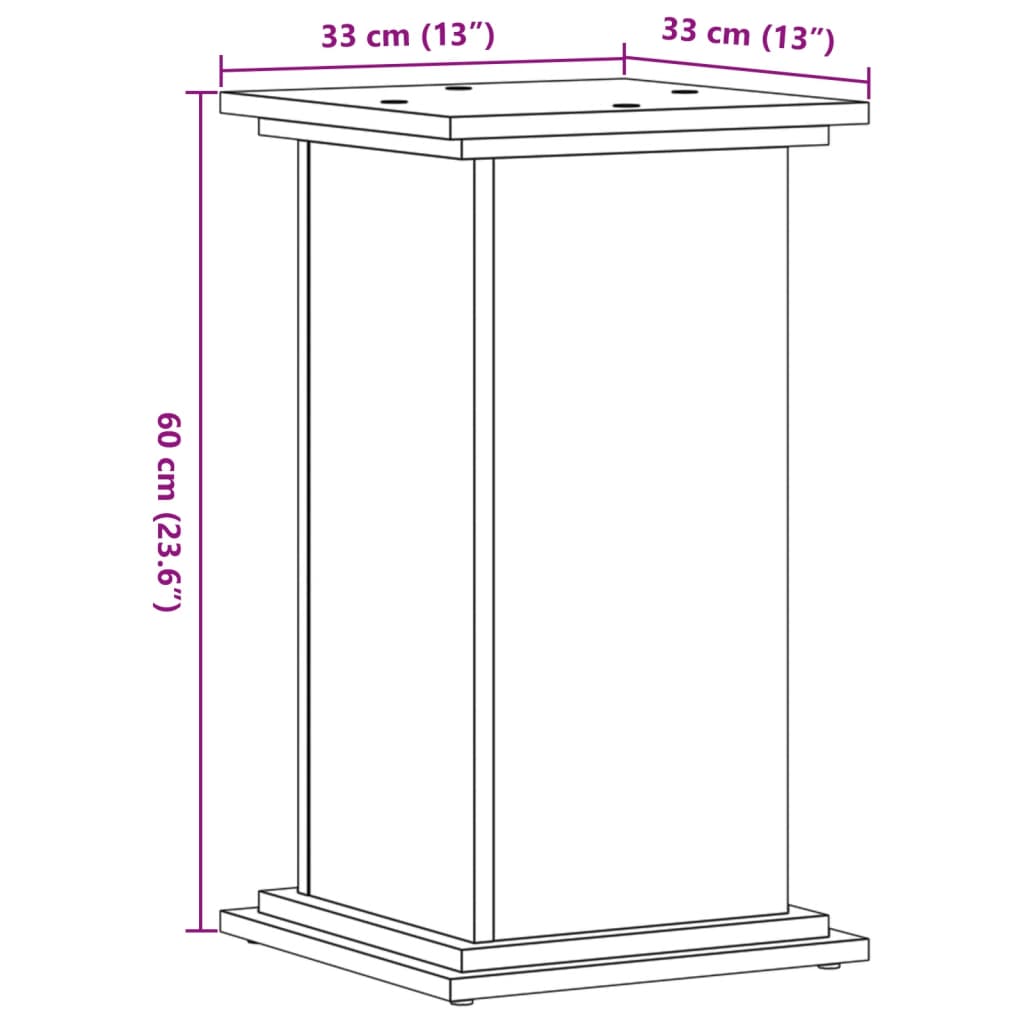 vidaXL Support pour plantes chêne marron 33x33x60 cm bois d'ingénierie