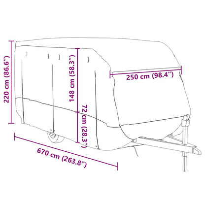 vidaXL Housse de caravane gris 670x250x220 cm tissu non tissé