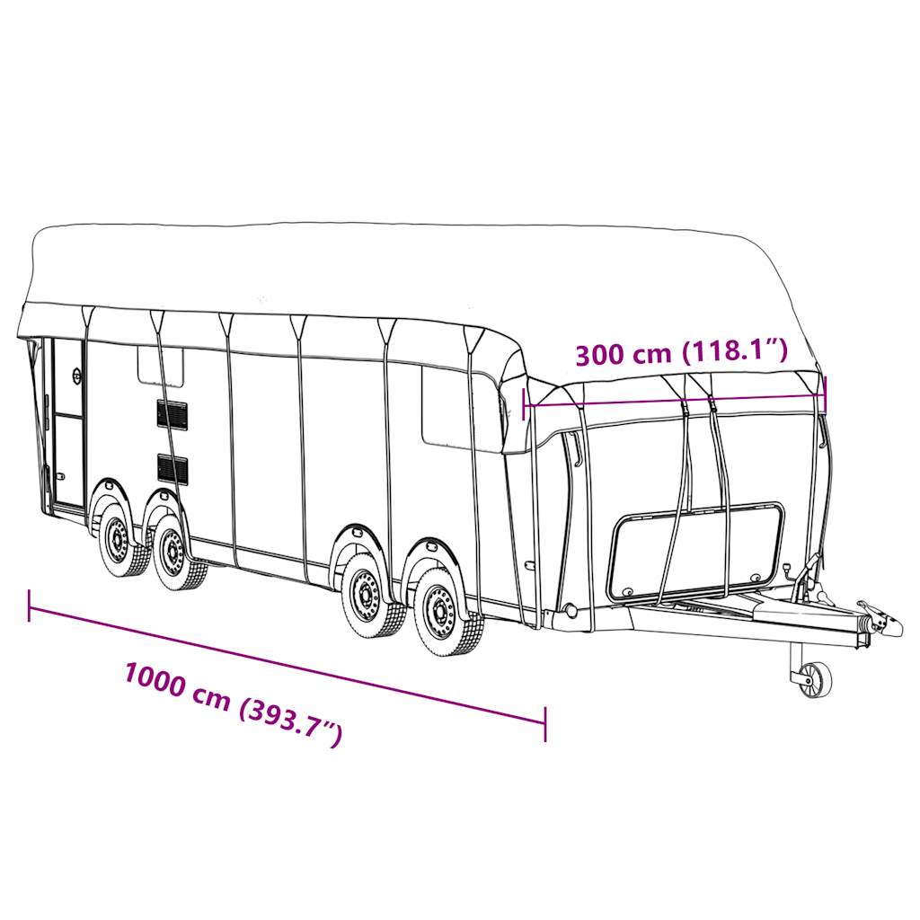 vidaXL Housse de toit de caravane gris 1000x300 cm tissu non tissé