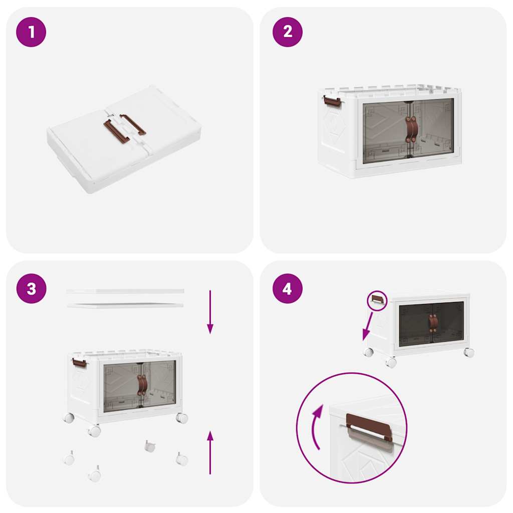 vidaXL Boîte de rangement empilable avec roues 28 L 48x29,5x33 cm