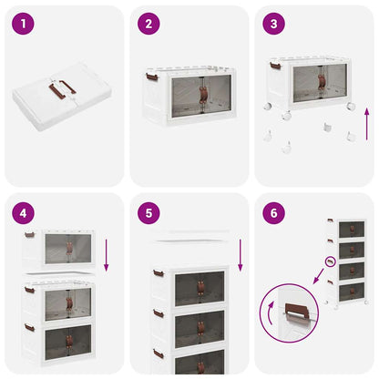 vidaXL Boîte de rangement empilable avec roues à 4 niveaux 28 L