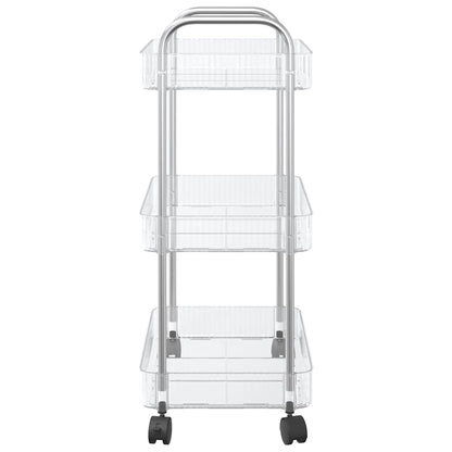 vidaXL Chariot de rangement à 3 niveaux transparent acrylique
