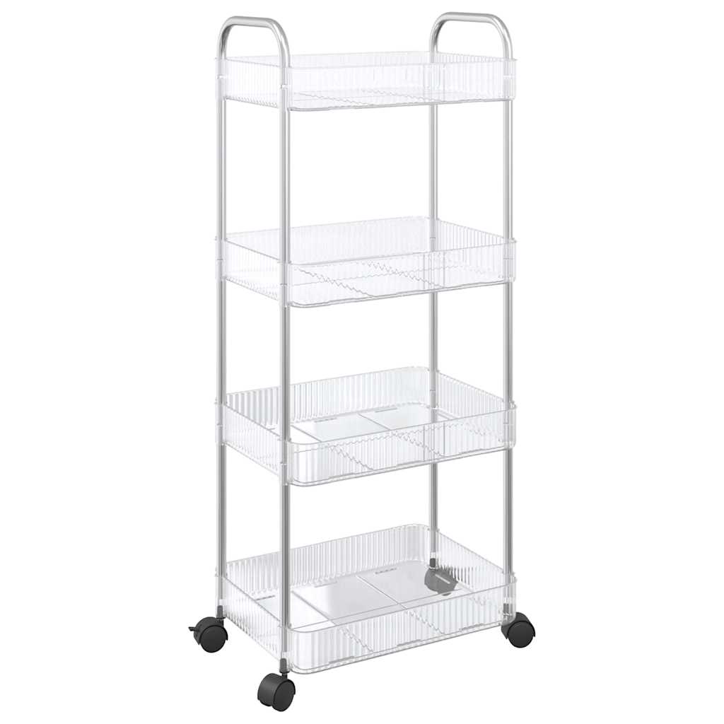 vidaXL Chariot de rangement à 4 niveaux transparent acrylique