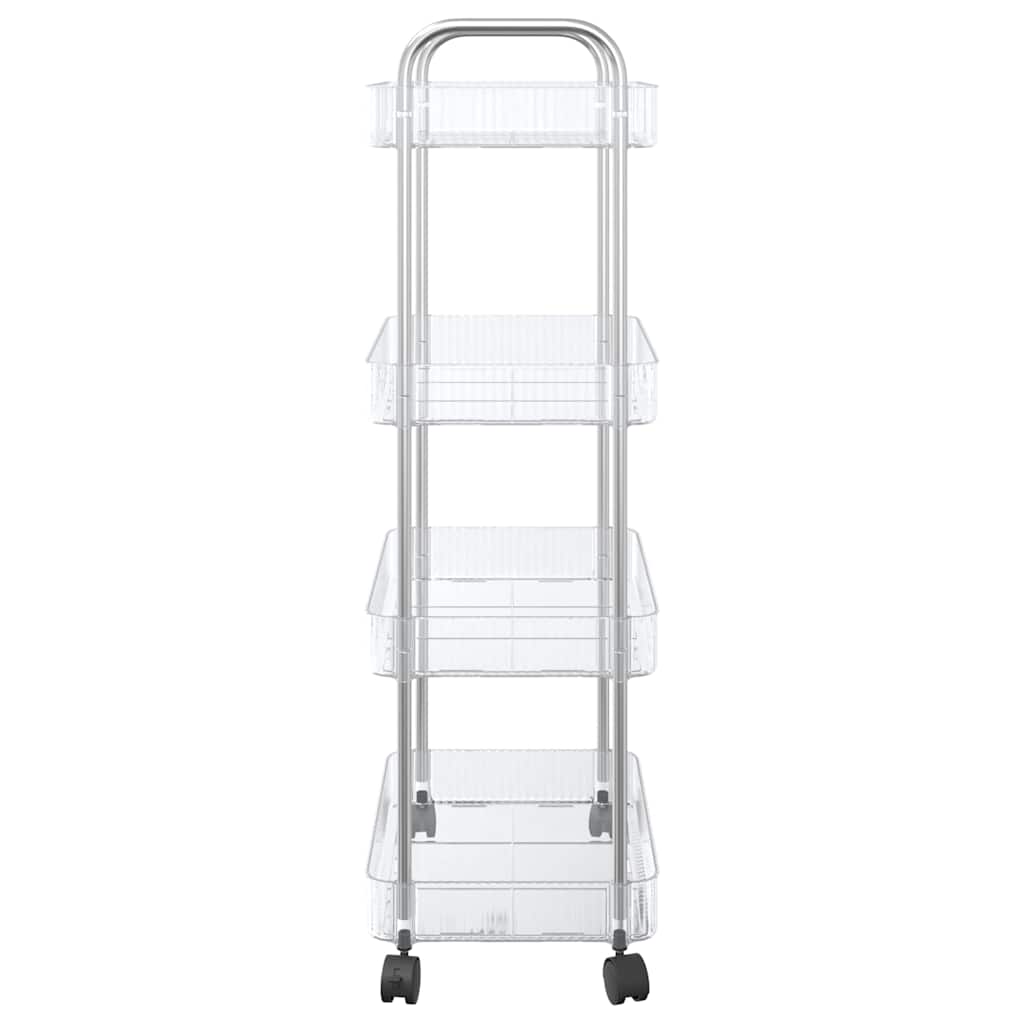 vidaXL Chariot de rangement à 4 niveaux transparent acrylique