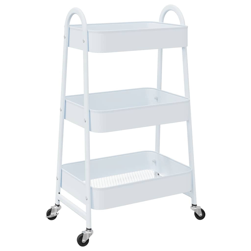 VidaXL Chariot de rangement à 3 niveaux blanc 42x41,5x77 cm acier