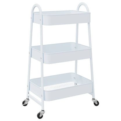 VidaXL Chariot de rangement à 3 niveaux blanc 42x41,5x77 cm acier