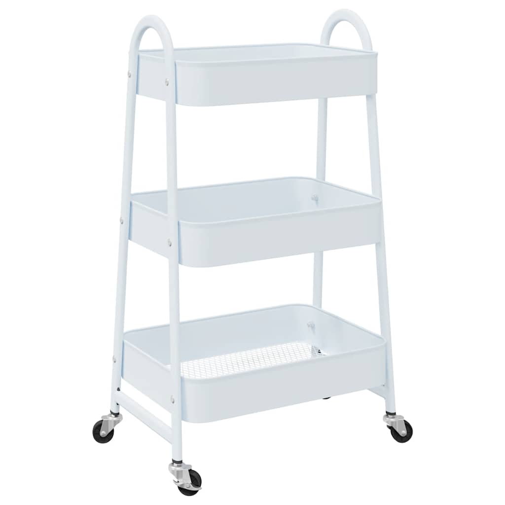VidaXL Chariot de rangement à 3 niveaux blanc 42x41,5x77 cm acier