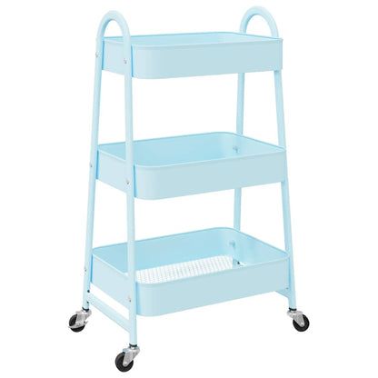 VidaXL Chariot de rangement à 3 niveaux bleu 42x41,5x77 cm acier