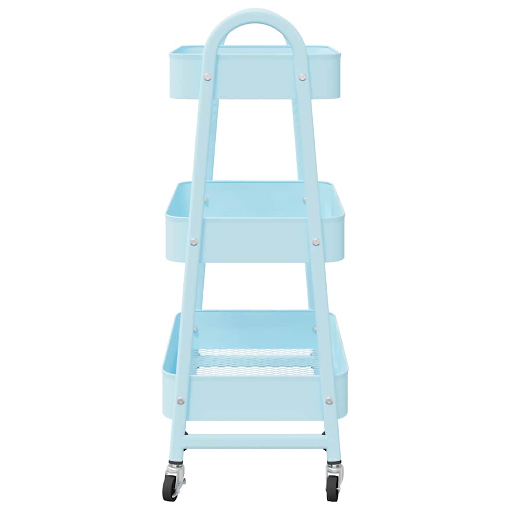 VidaXL Chariot de rangement à 3 niveaux bleu 42x41,5x77 cm acier