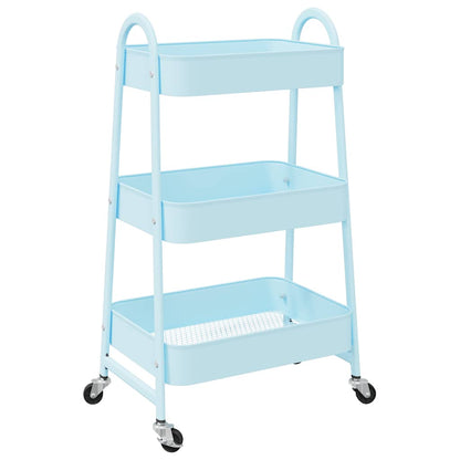 VidaXL Chariot de rangement à 3 niveaux bleu 42x41,5x77 cm acier