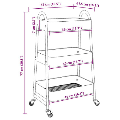VidaXL Chariot de rangement à 3 niveaux bleu 42x41,5x77 cm acier