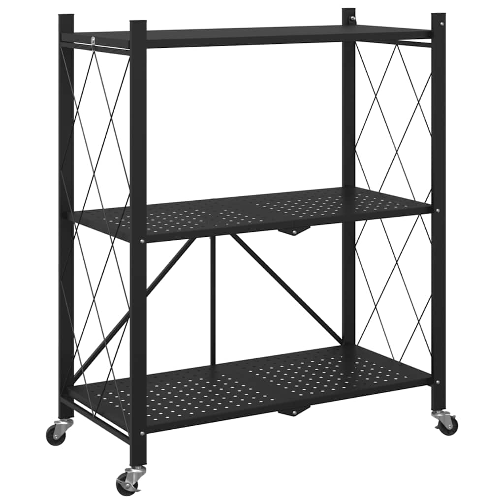 VidaXL Étagère de rangement sur roulettes noir 71x34x88 cm acier