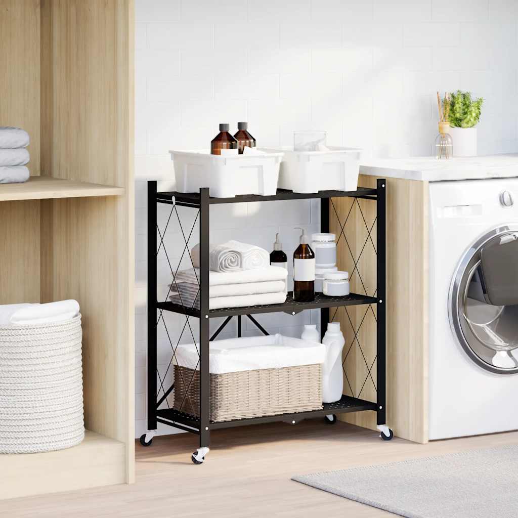 VidaXL Étagère de rangement sur roulettes noir 71x34x88 cm acier
