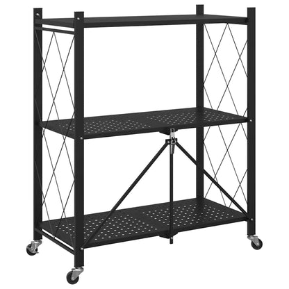 VidaXL Étagère de rangement sur roulettes noir 71x34x88 cm acier