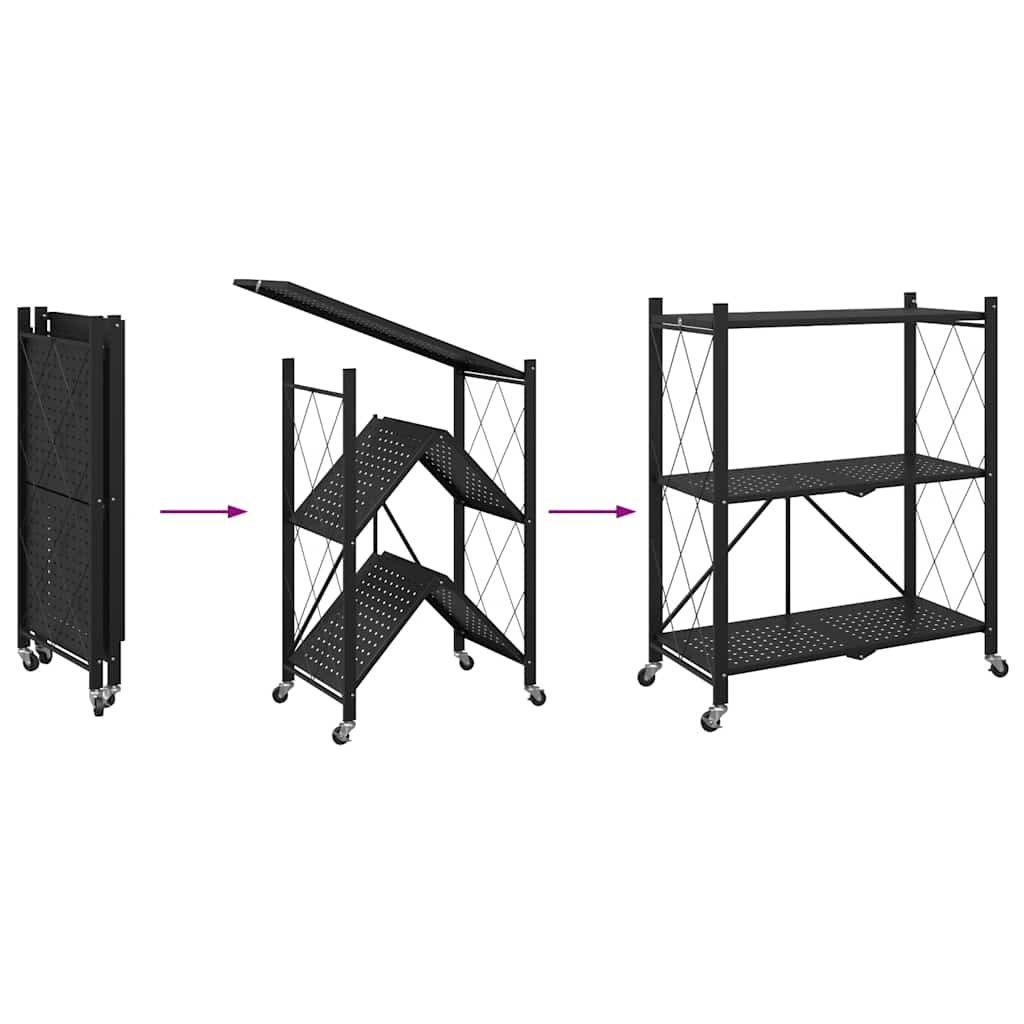 VidaXL Étagère de rangement sur roulettes noir 71x34x88 cm acier