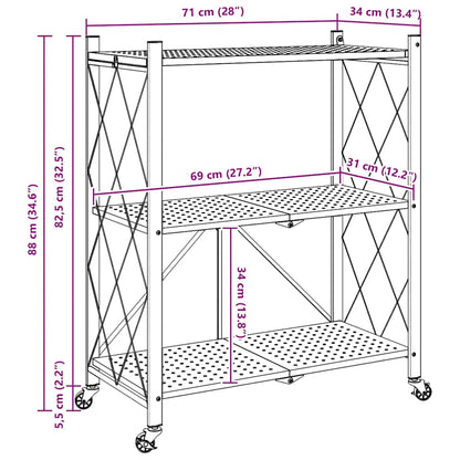 VidaXL Étagère de rangement sur roulettes noir 71x34x88 cm acier