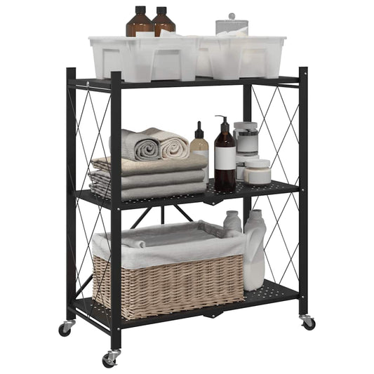 VidaXL Étagère de rangement sur roulettes noir 71x34x88 cm acier