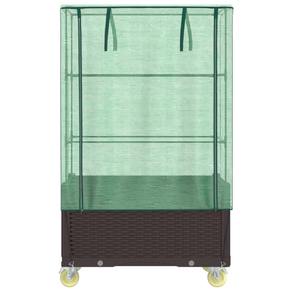 vidaXL Jardinière surélevée avec housse et roues aspect rotin