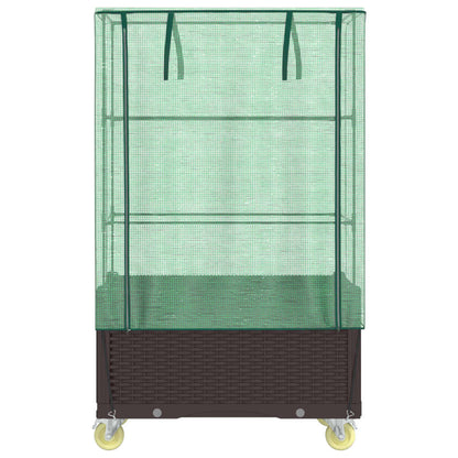 vidaXL Jardinière surélevée avec housse et roues aspect rotin