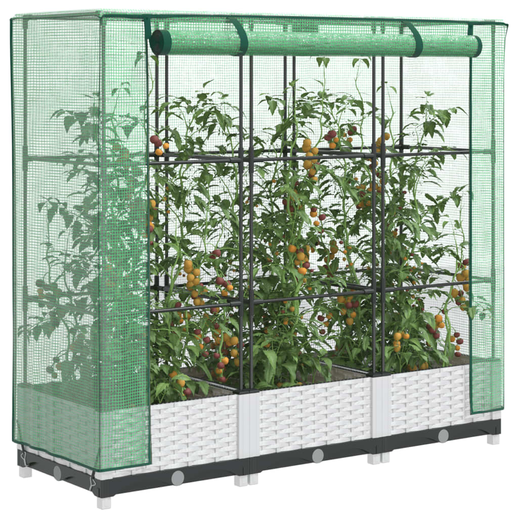 vidaXL Jardinière surélevée avec housse aspect rotin 120x40x123 cm