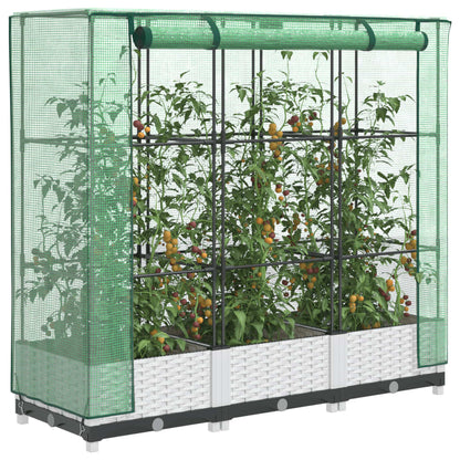 vidaXL Jardinière surélevée avec housse aspect rotin 120x40x123 cm