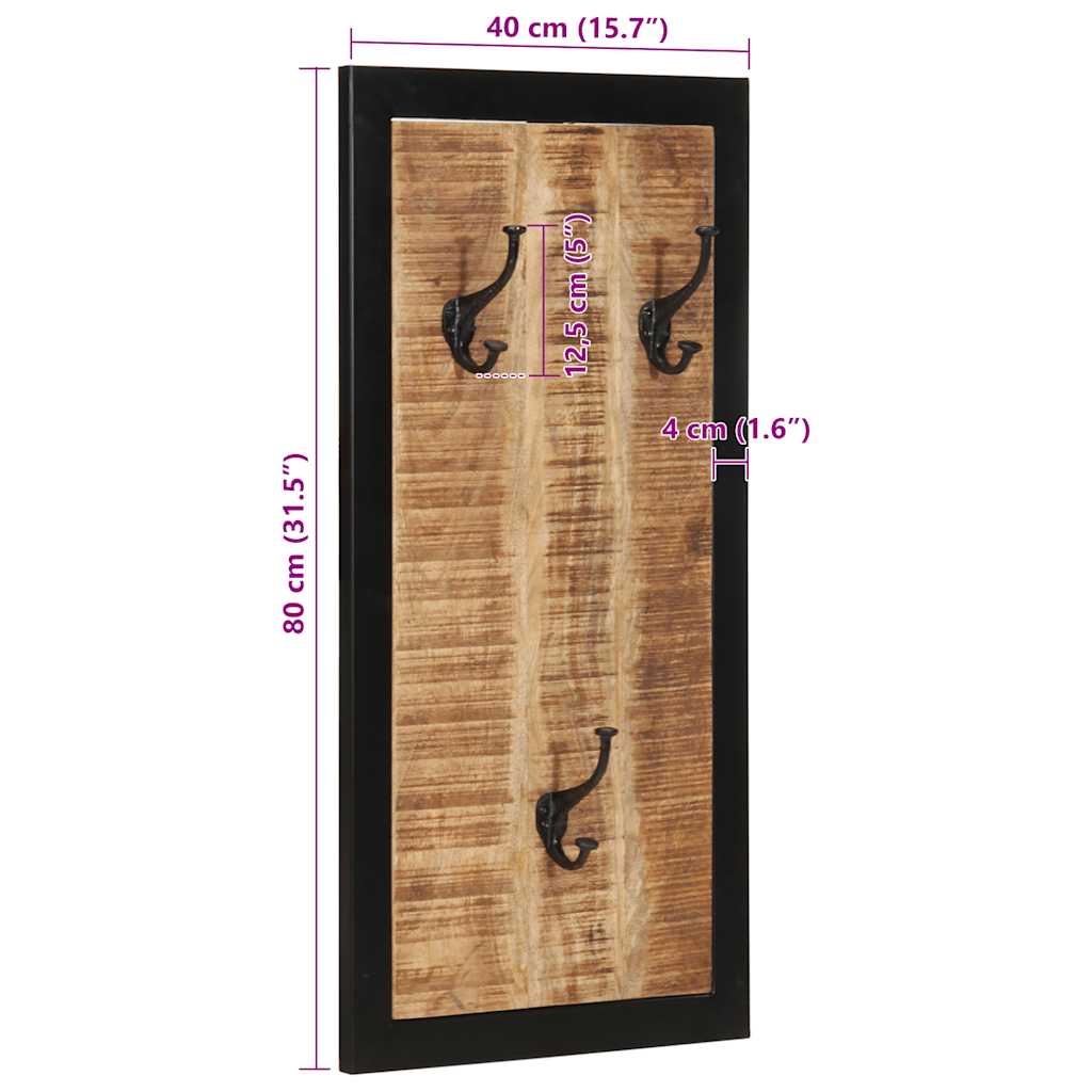 vidaXL Porte-manteau 40x2x80 cm bois de manguier massif brut