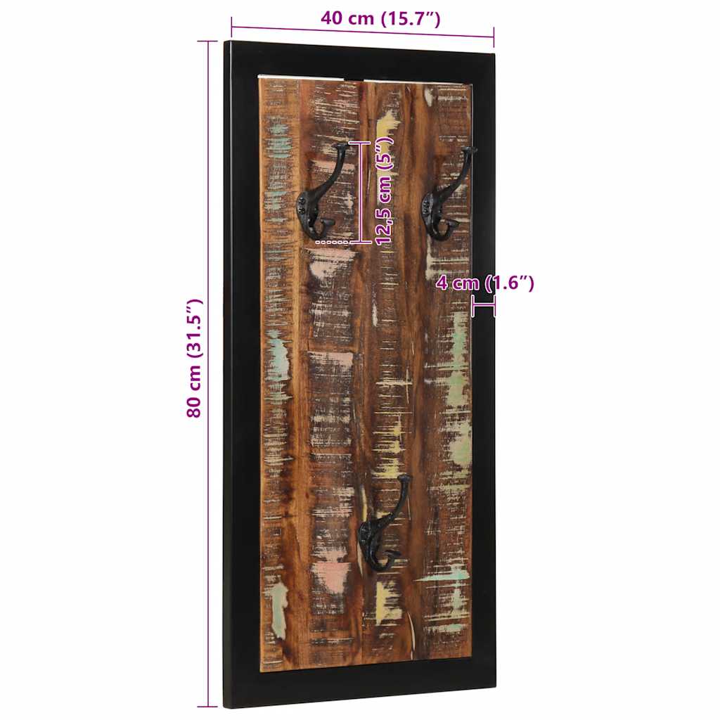 vidaXL Porte-manteau multicolore 40x2x80 cm bois massif récupération