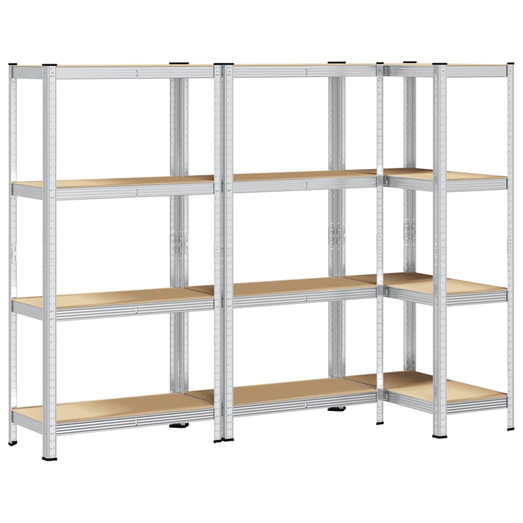 vidaXL Étagères de rangement à 4 niveaux 3 pcs acier bois d'ingénierie