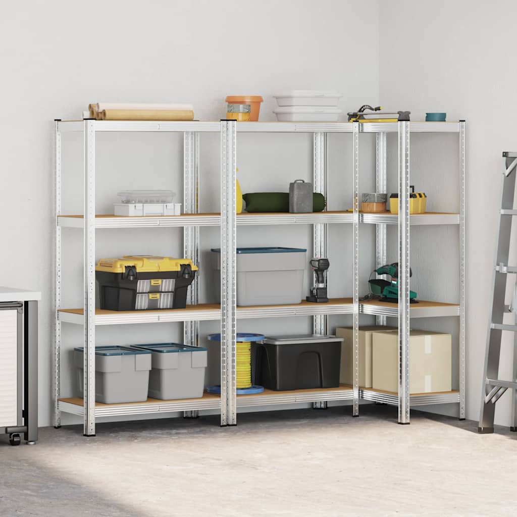 vidaXL Étagères de rangement à 4 niveaux 3 pcs acier bois d'ingénierie