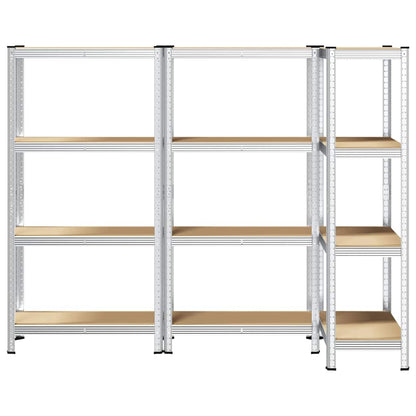 vidaXL Étagères de rangement à 4 niveaux 3 pcs acier bois d'ingénierie