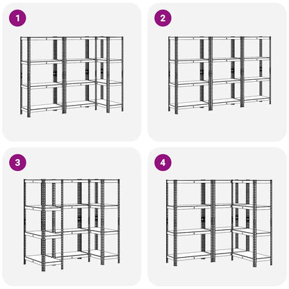 vidaXL Étagères de rangement à 4 niveaux 3 pcs acier bois d'ingénierie