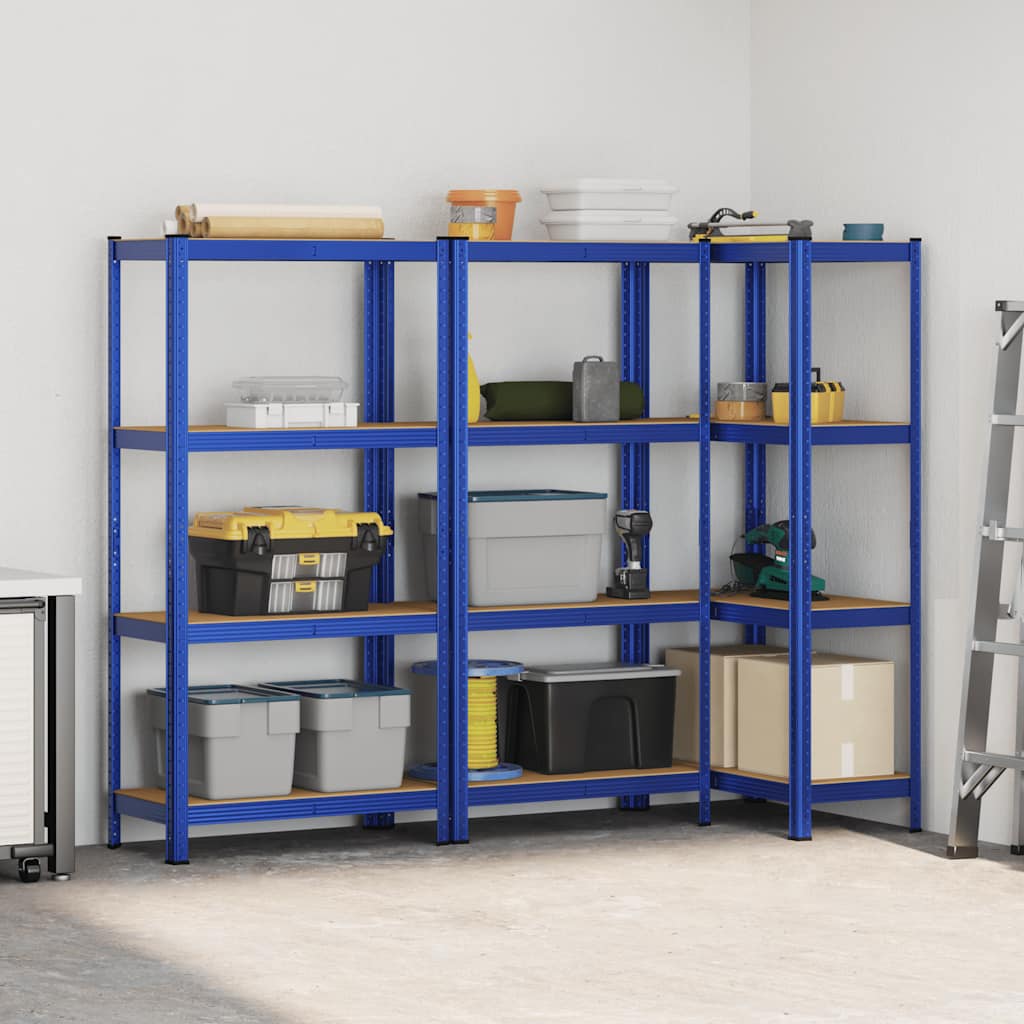 vidaXL Étagères de rangement à 4 niveaux 3 pcs acier bois d'ingénierie