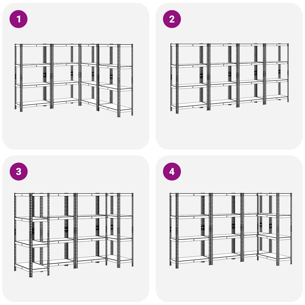 vidaXL Étagères de rangement à 4 niveaux 4 pcs acier bois d'ingénierie