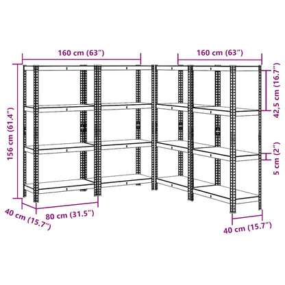 vidaXL Étagères de rangement à 4 niveaux 4 pcs acier bois d'ingénierie