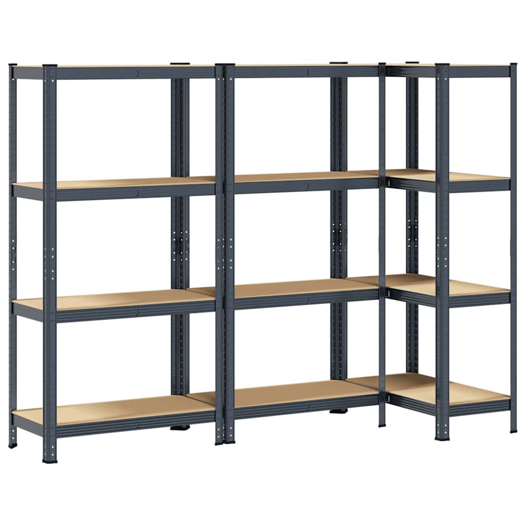 vidaXL Étagères de rangement 4 niveaux 3 pcs acier bois d'ingénierie