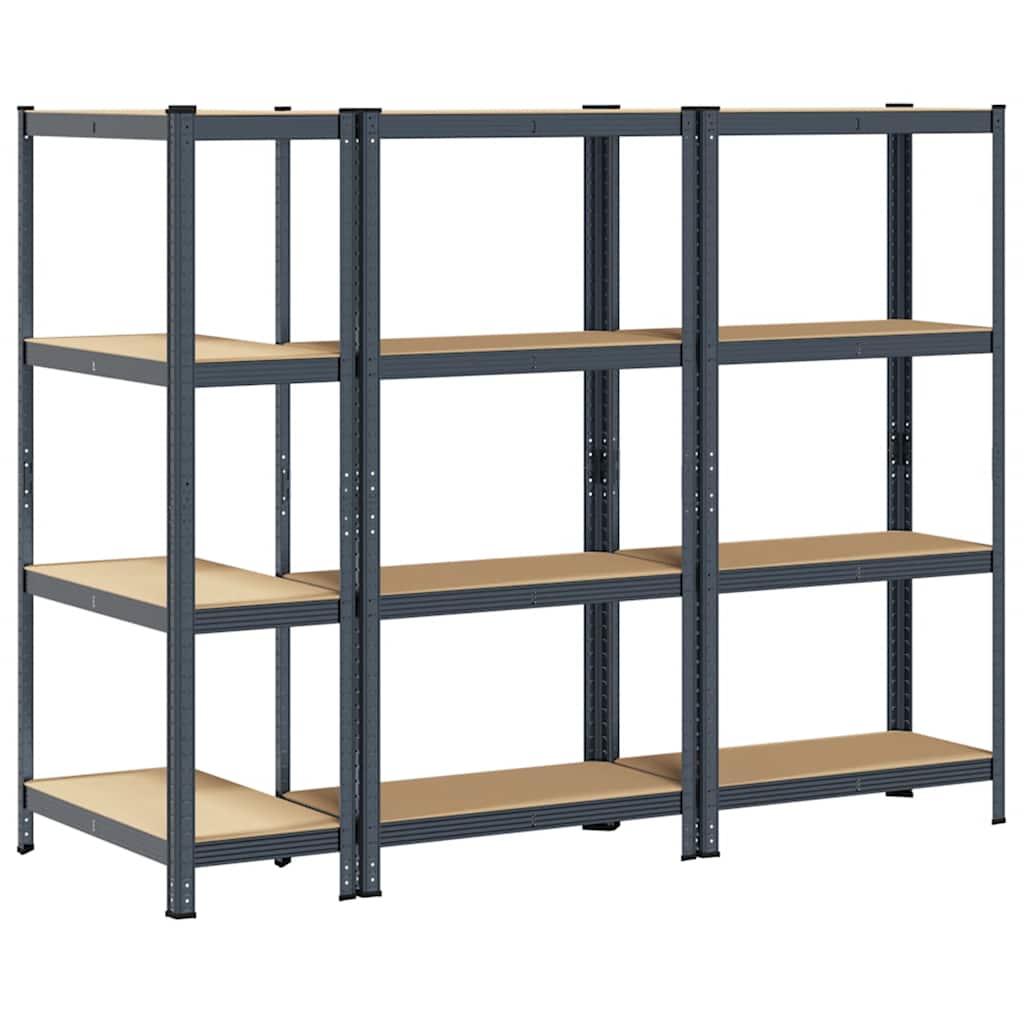 vidaXL Étagères de rangement 4 niveaux 3 pcs acier bois d'ingénierie
