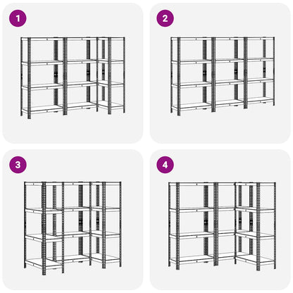 vidaXL Étagères de rangement 4 niveaux 3 pcs acier bois d'ingénierie