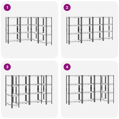 vidaXL Étagères de rangement à 4 niveaux 4 pcs acier bois d'ingénierie