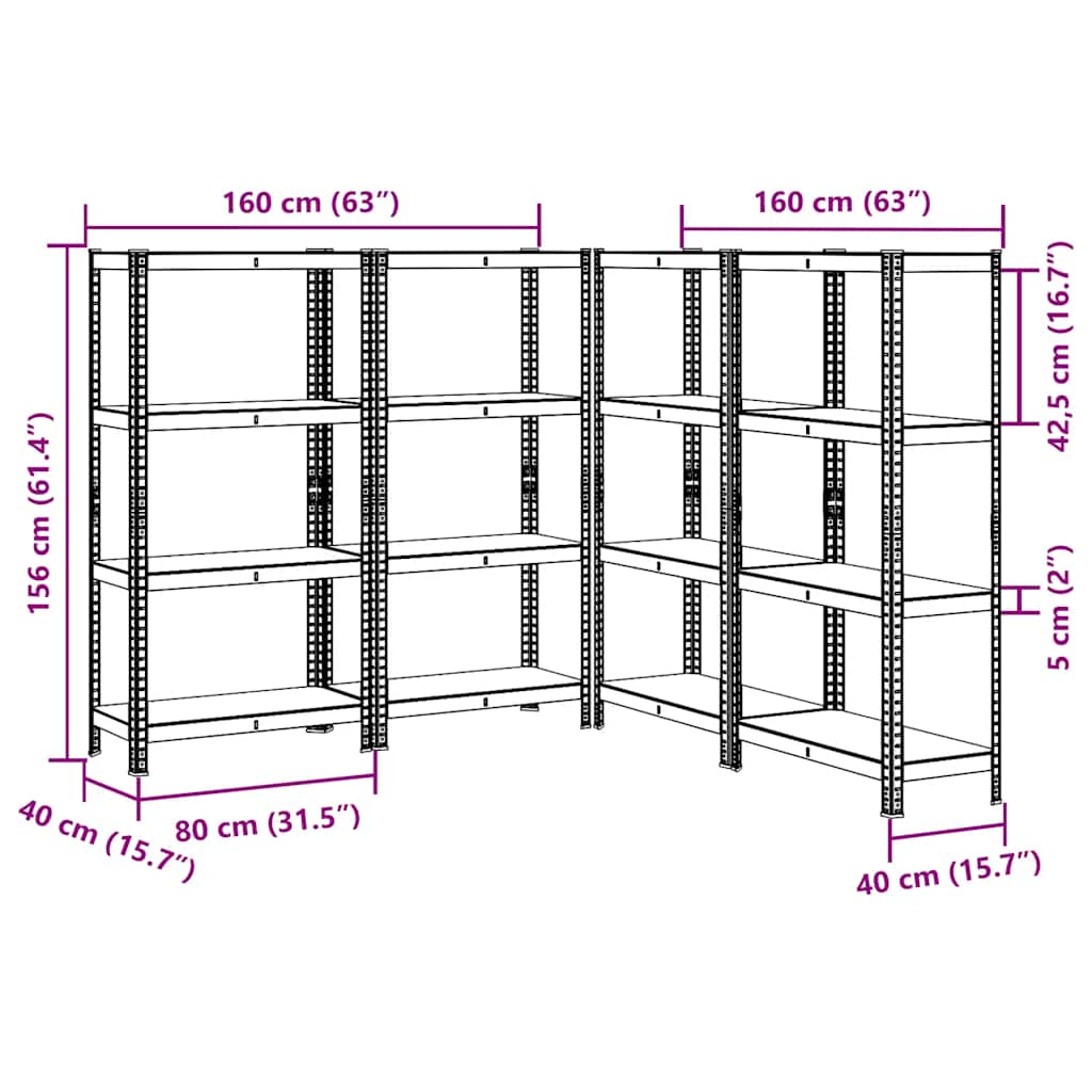 vidaXL Étagères de rangement à 4 niveaux 4 pcs acier bois d'ingénierie