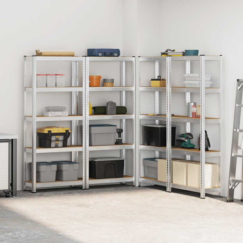 vidaXL Étagères de rangement à 5 niveaux 4 pcs acier bois d'ingénierie