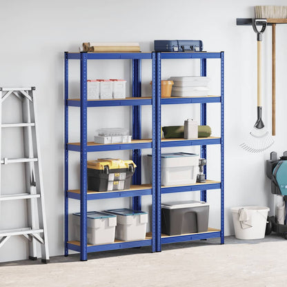 vidaXL Étagères de rangement à 5 niveaux 2 pcs Bleu Acier et bois