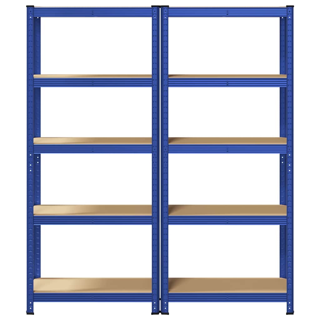 vidaXL Étagères de rangement à 5 niveaux 2 pcs Bleu Acier et bois